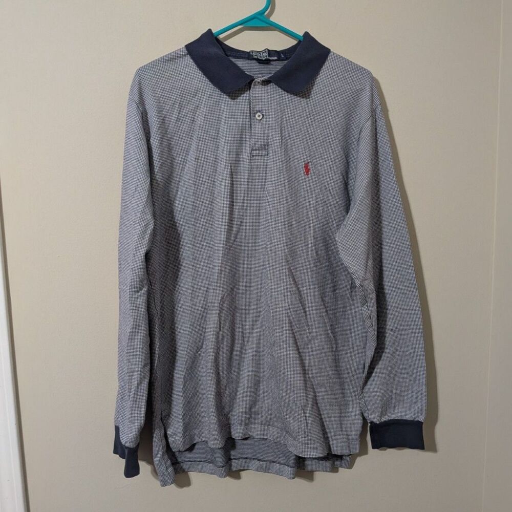 Polo Ralph Lauren Preppy Old Money Long Sleeve Polo Shirt In White Navy Blue Hou
